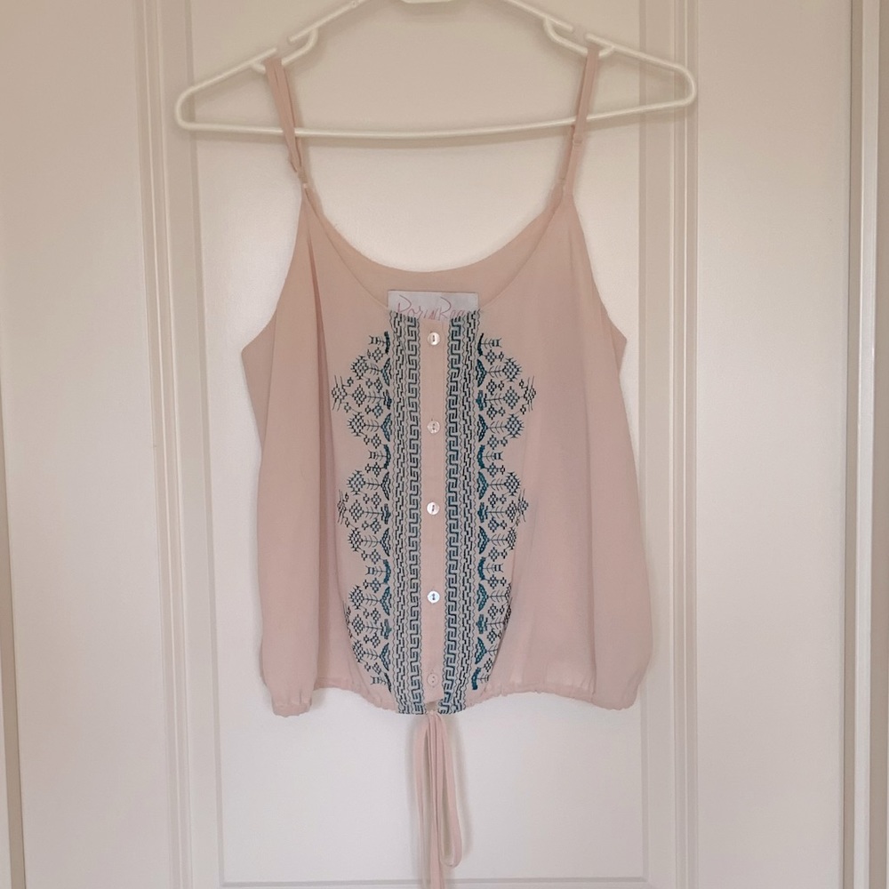 Forever 21 cream and turquoise spaghetti strap top